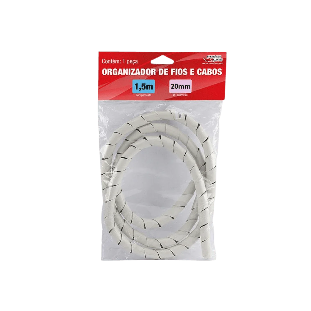 ORGANIZADOR DE CABOS ESPIRAL 20MMX1,5MM BRANCO 1,5M