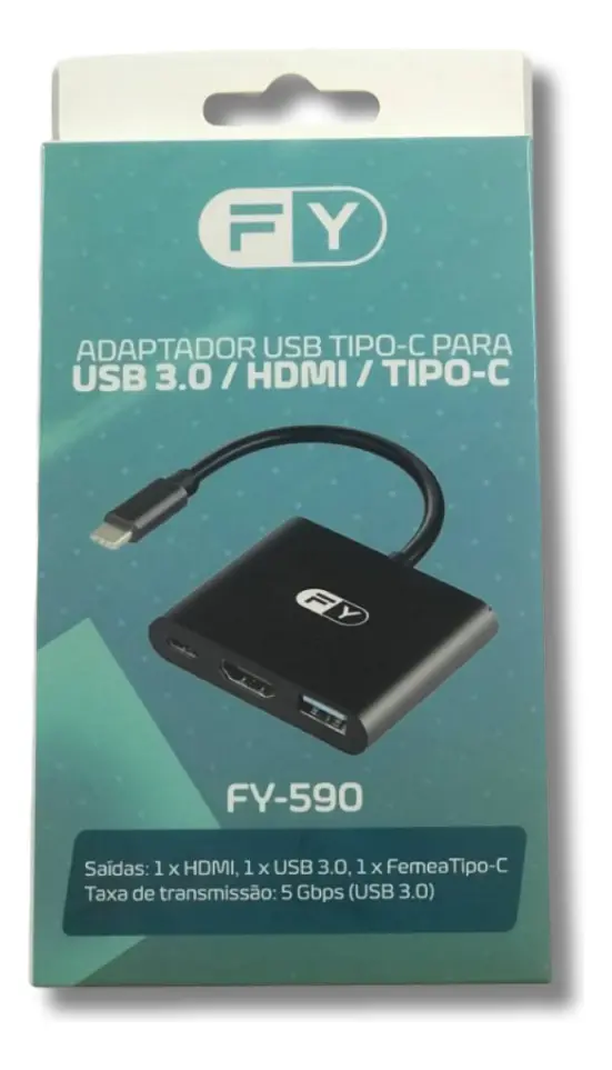 ADAPTADOR CONVERSOR USB 3.0 TIPO C PARA HDMI 4K 3 EM 1 - FY-590