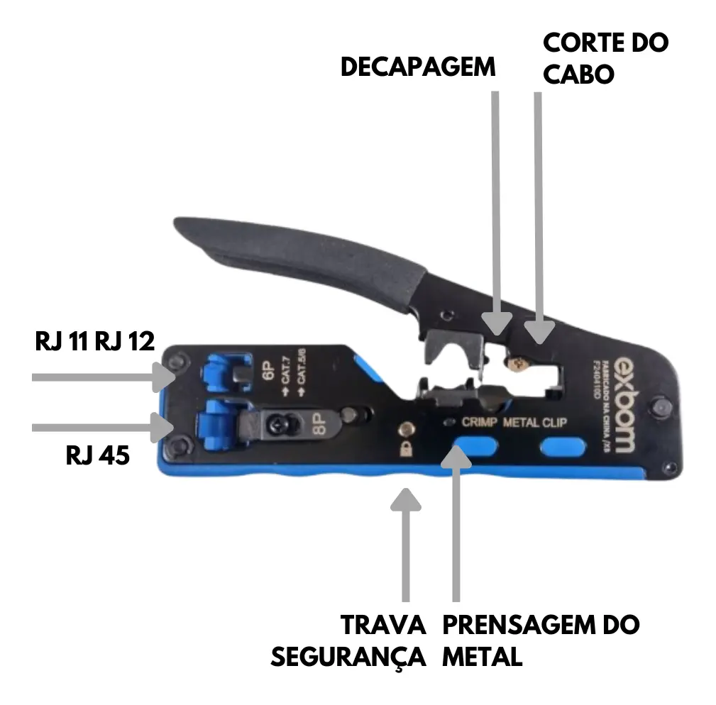 ALICATE CRIMPAR RJ45 VAZADO RJ11 CAT5 CAT6 CAT7 PROFISSIONAL - Imagem 3