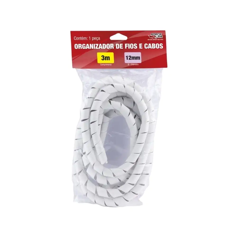 ORGANIZADOR DE CABOS ESPIRAL 12MMX1,1MM BRANCO 3,0M