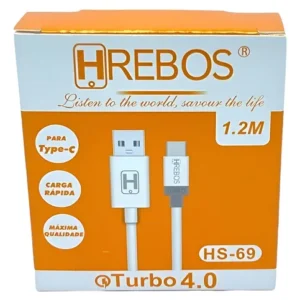 CABO USB TURBO TYPE-C HREBOS HS-69 1,2M 3.1A