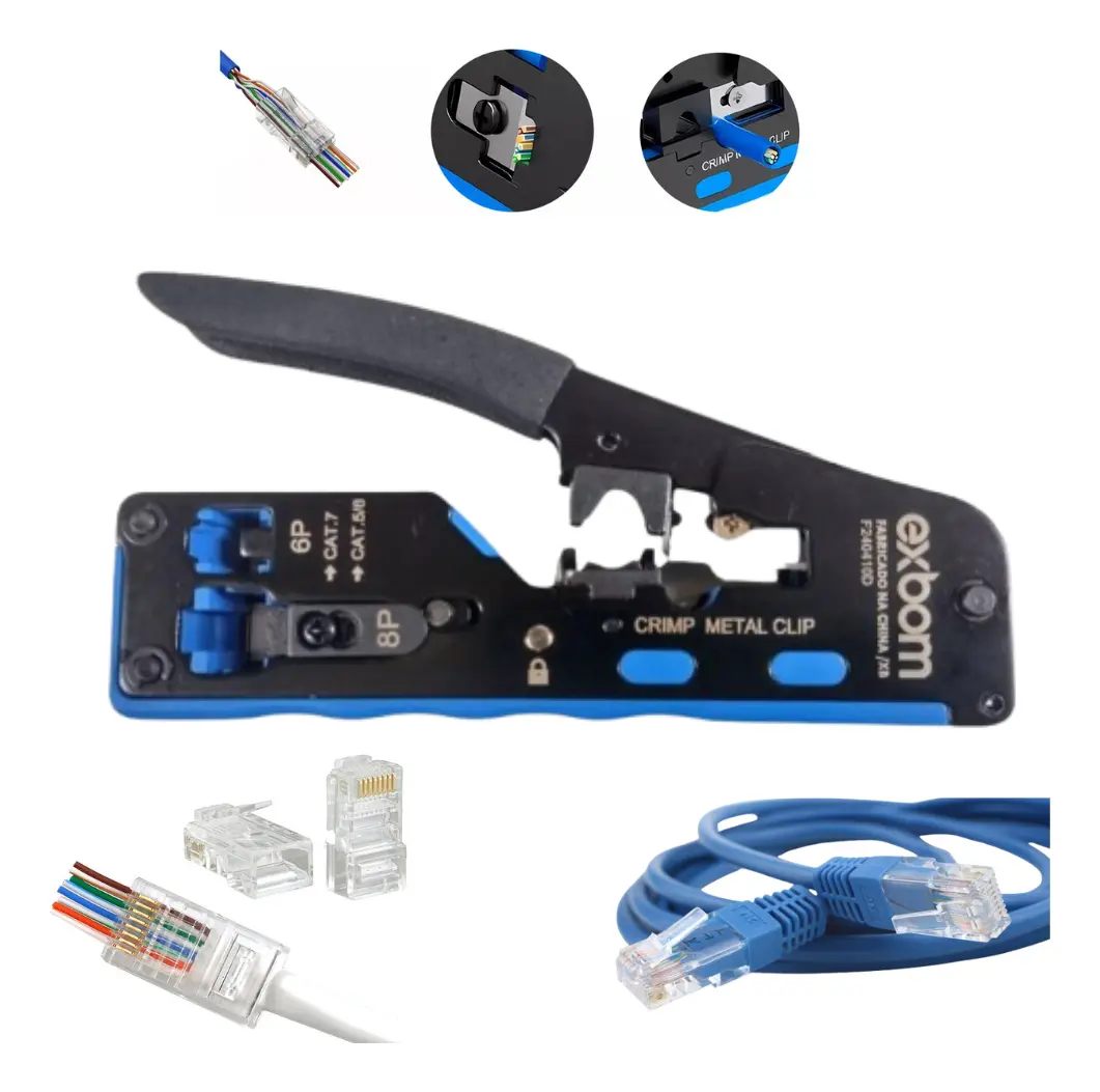 ALICATE CRIMPAR RJ45 VAZADO RJ11 CAT5 CAT6 CAT7 PROFISSIONAL - Imagem 4