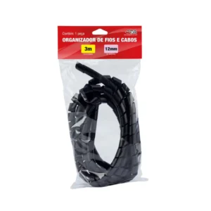 ORGANIZADOR DE CABOS ESPIRAL 12MMX1,1MM PRETO 3,0M