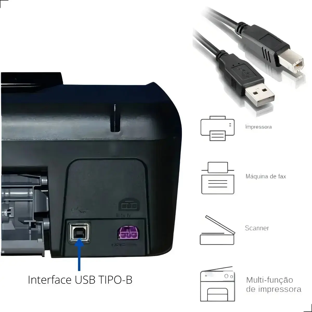 CABO DE IMPRESSORA USB 2.0 1.5M GRASEP - Imagem 3