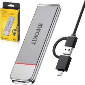 CASE SSD M.2 2280 PCIE NVME M-KEY – USB TIPO-C / USB 3.1, VELOCIDADE 5 GBPS, SUPORTA ATÉ 4 TB